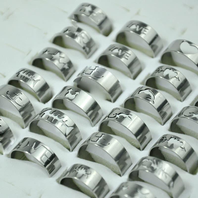Silver hollow stainless steel ring