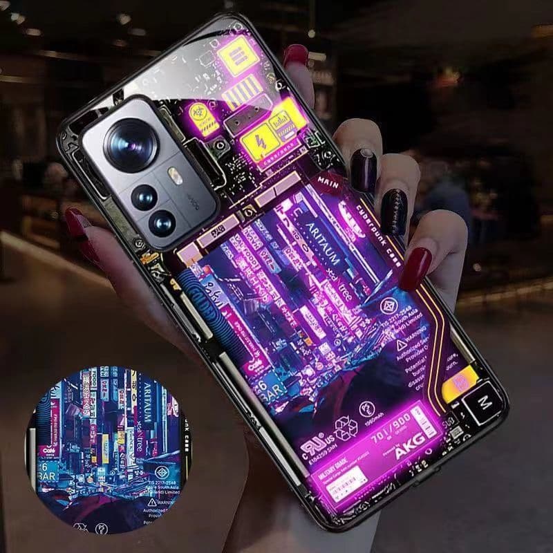 Glowing cyberpunk-style phone case