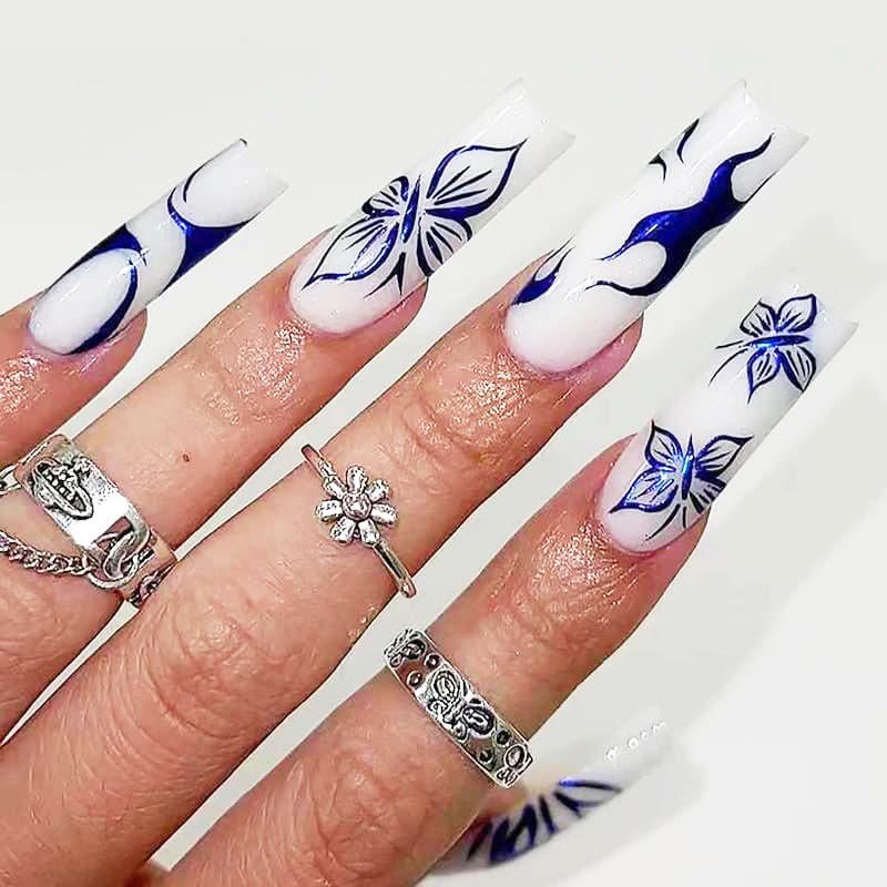 24 PCS Blue Butterfly Art