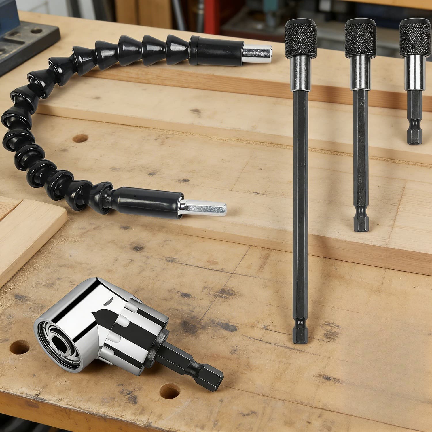 Set de 5 embouts de perçage magnétiques - Extension flexible et 3 porte-embouts pour un vissage précis - Quincaillerie industrielle