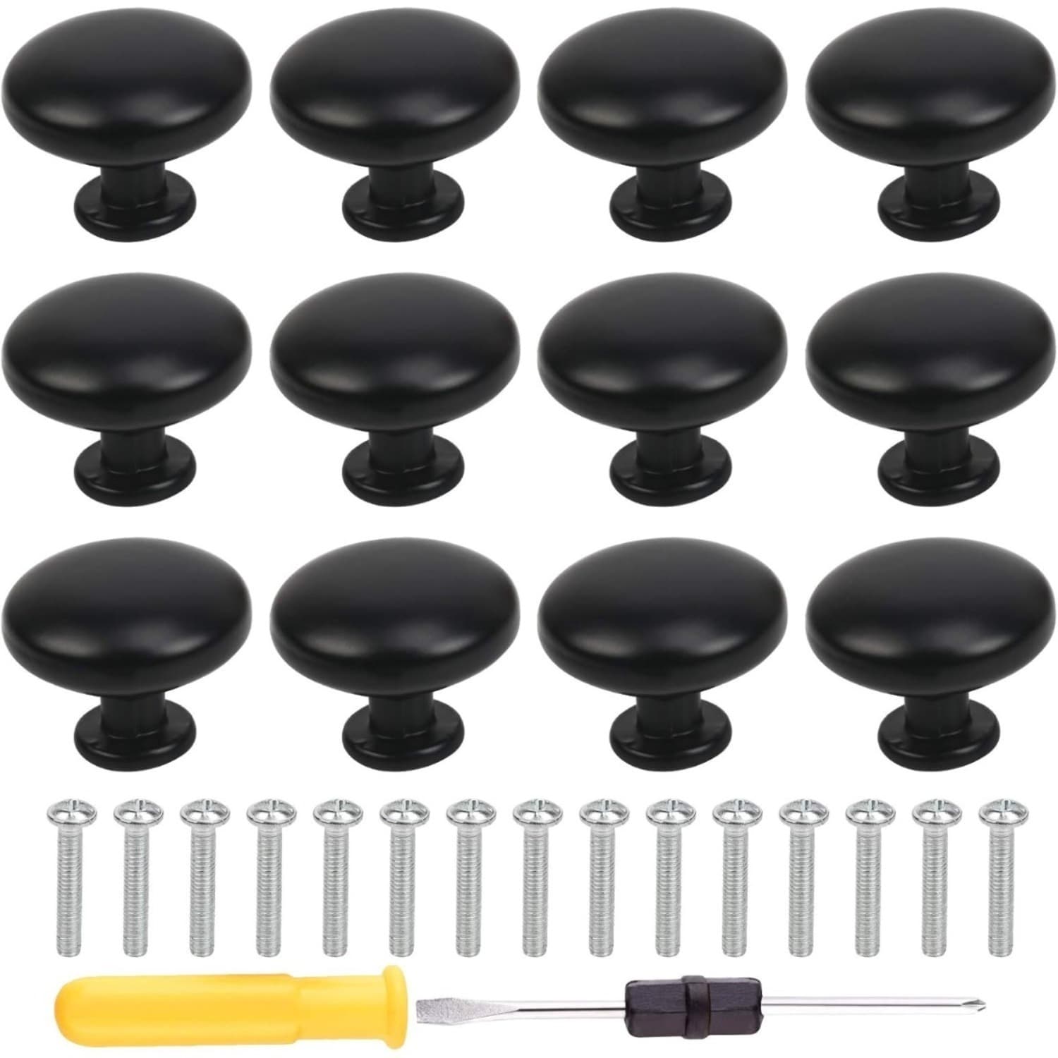 25-Piece Set Of Matte Black Round Cabinet Handles Furniture Handles Kitchen Knobs And Drawer HandlesBlack Cabinet Knobs For Cabinets Drawers And Kitchen Furniture