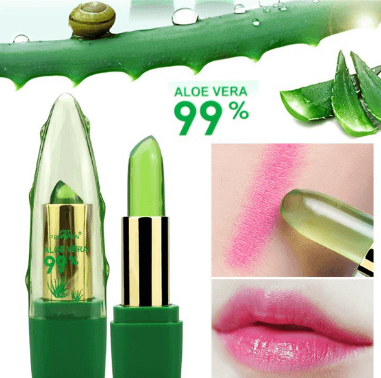 Color-changing aloe vera gel lip balm