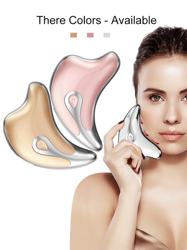Gua Sha Racloir Masseur Facial Lifting du Visage Amincissant Lumière LED Microcourant Rajeunissement de la Peau Massage Corporel Électrique à la Gouache