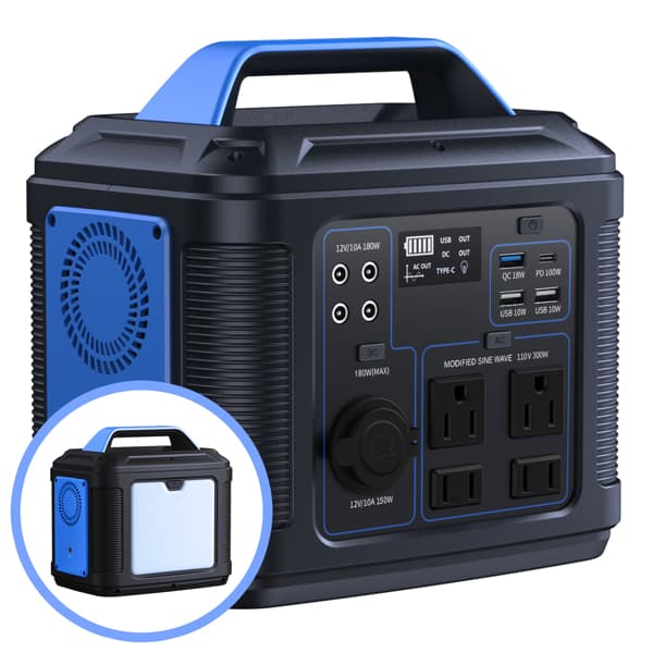 300W Portable Power Station 296Wh 80000mAh Lithium Battery Generator Solar For Outdoor Camping RV HomePower Supply