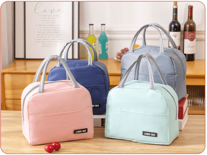 Solid Color Thickened Insulated Lunch Tote Bag Portable Thermal Cooler Lunch Bag Reusable Waterproof Food Carrier Bag Leakproof Lunch Container Bag For Office Workers Students Picnic Travel