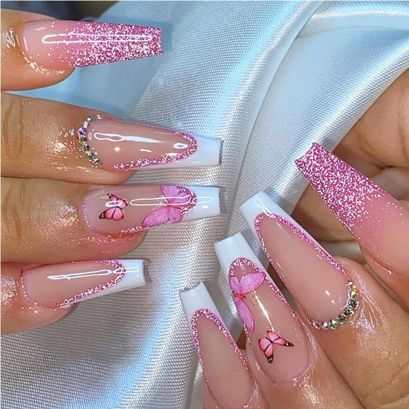 24 PCS Glitter Powder Butterfly Nail Art