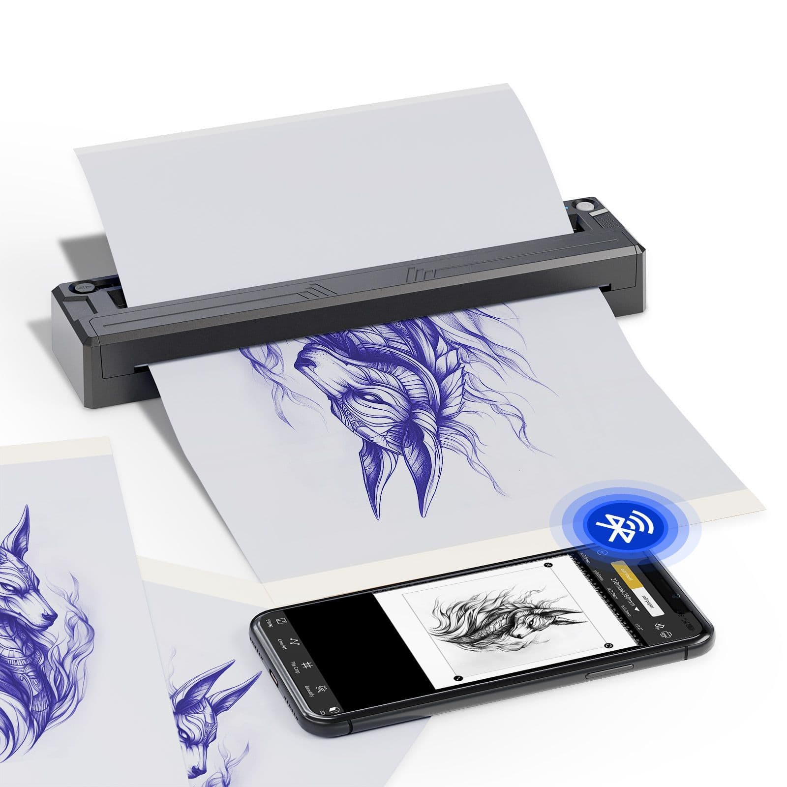 12pc M8 Thermal Printer Transfer Machine HD Inkless Tattoo Portable Bluetooth Universal For PC Laptop
