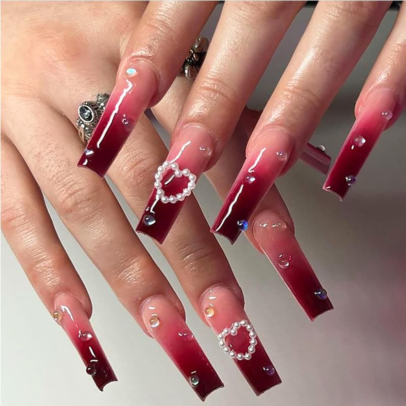 24 PCS Red Heart Nail Art