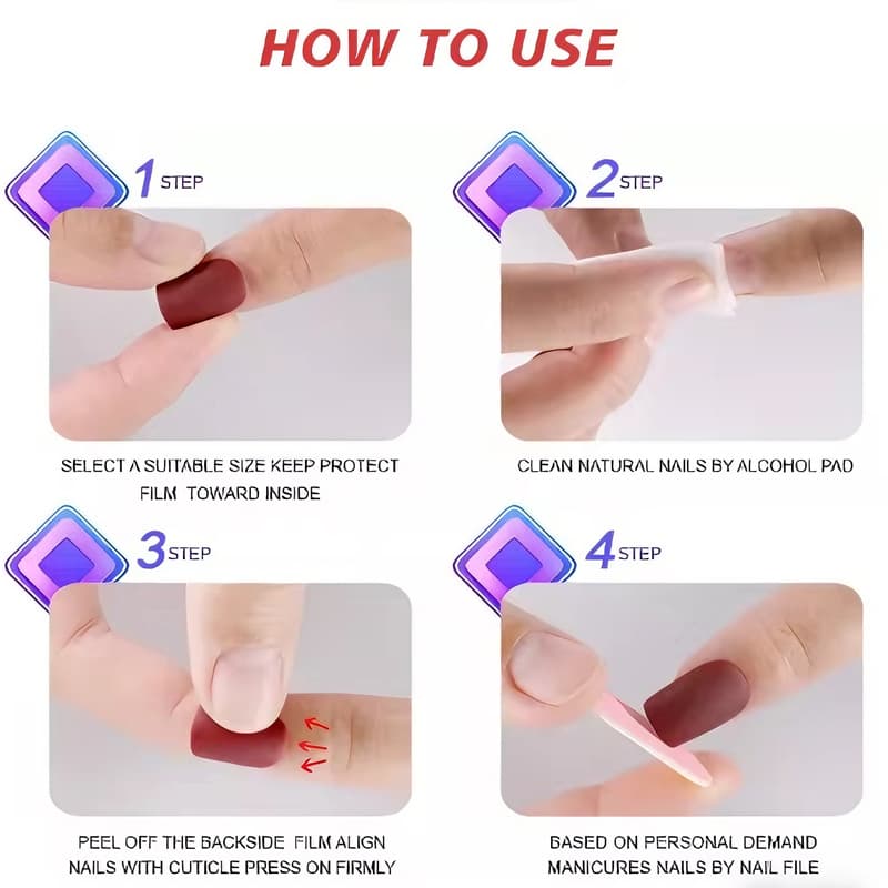 24 PCS Red And White Heart Nail Art