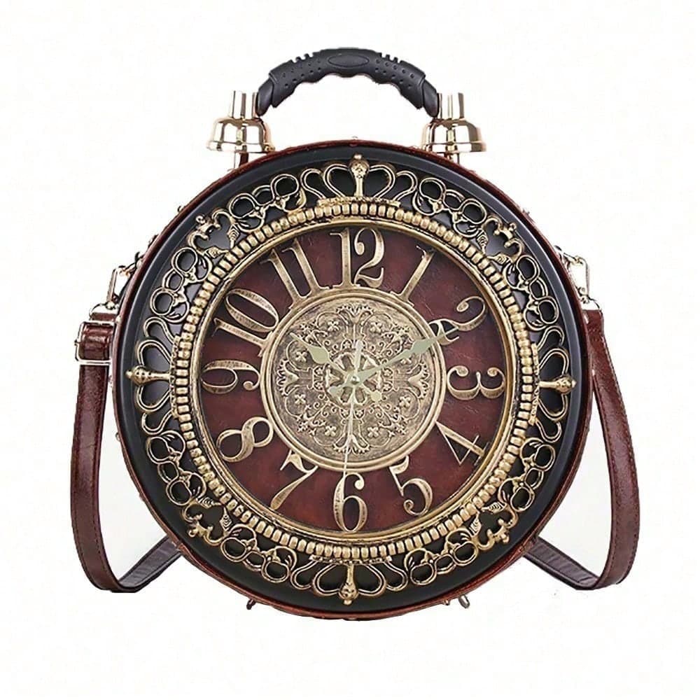 Retro Clock Shaped Crossbody Purse Handbags Women Shoulder Bag Vintage Steampunk Messenger Bags Designer Clock Purse Bags For Women Summer Tote Bags For Women Valentine's Day Gifts Romantic Gift