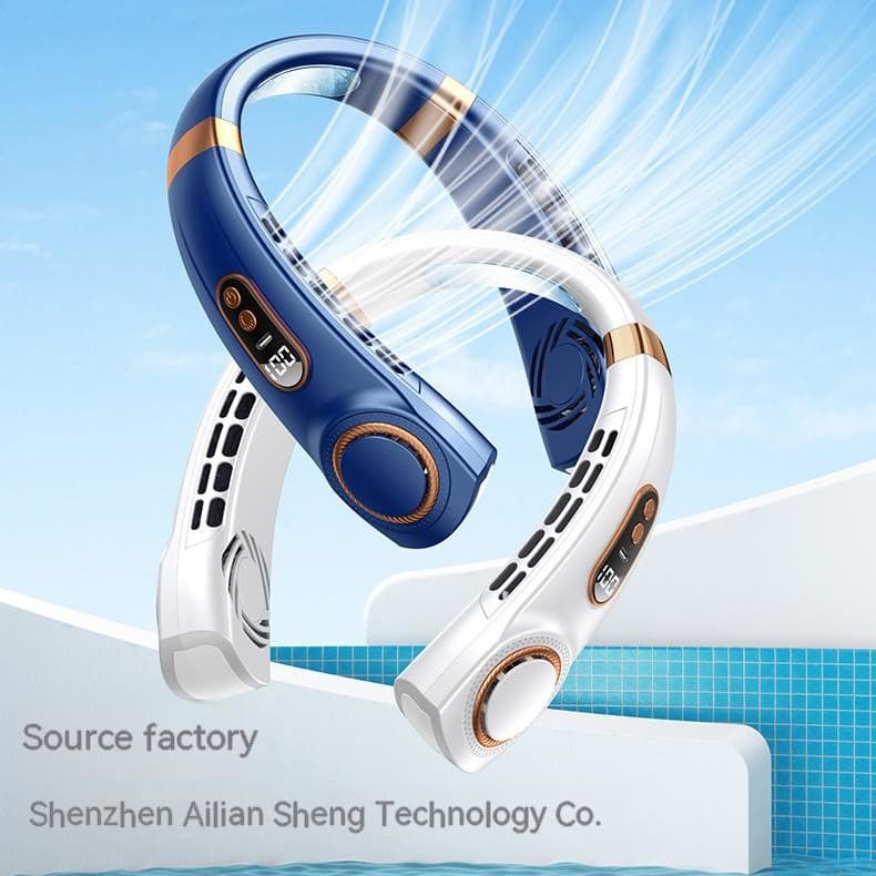 Portable neck hanging fan