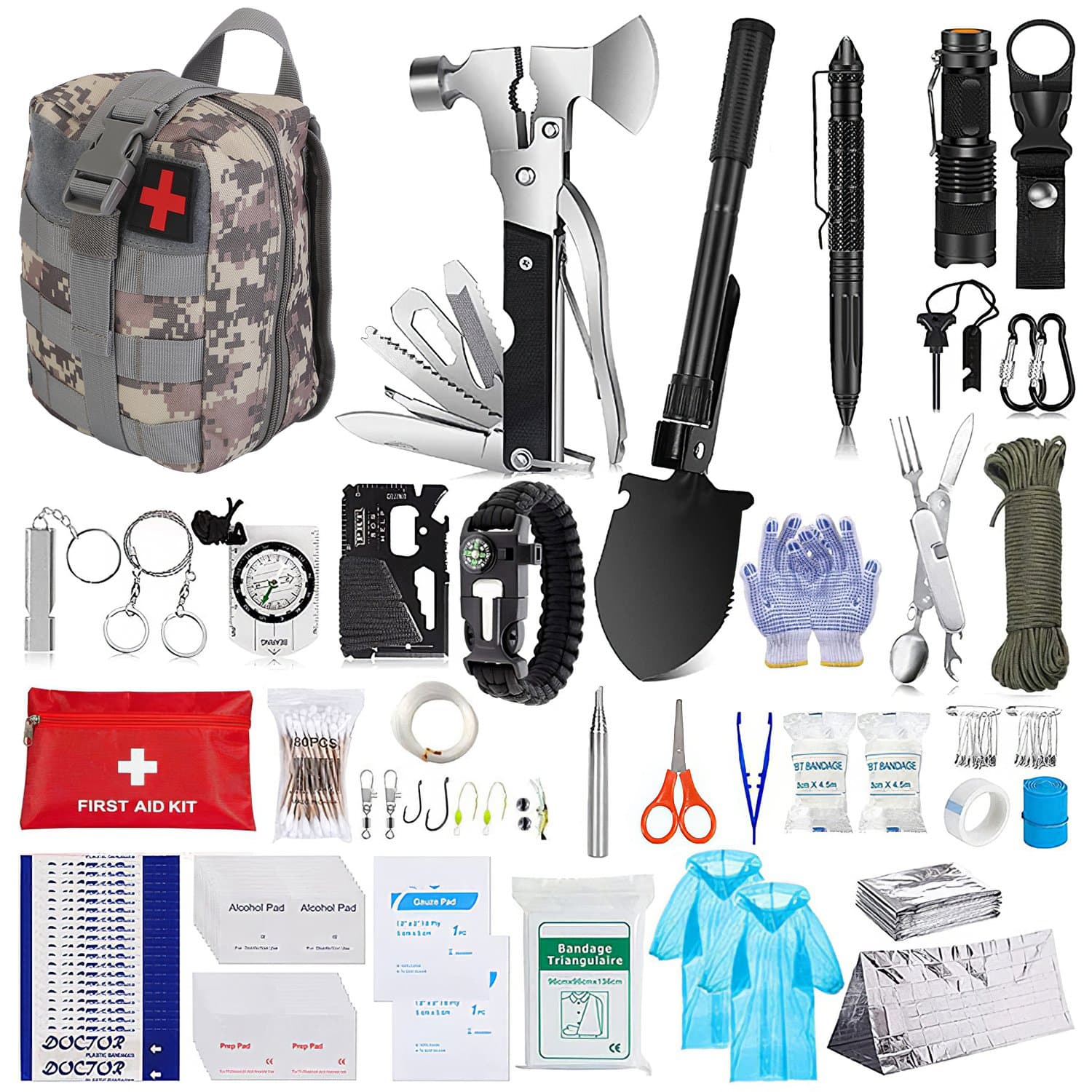 125-piece tactical survival kit with first aid