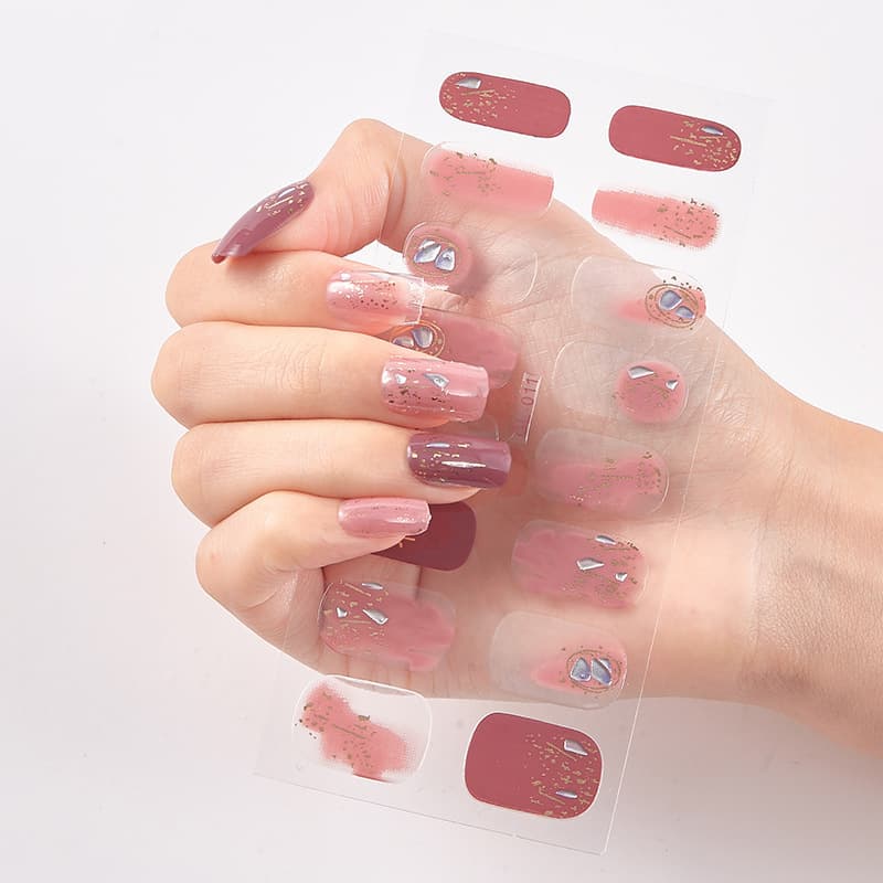 Autocollant à ongles couleur lettre œil de chat doré