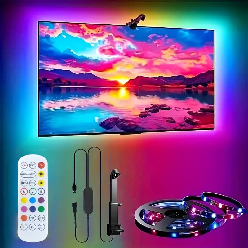 Cross-border TV TV Same-screen Light Strip LED Linear Lamp Remote Control Intelligent Synchronization Fantasy Color Light Strip RGB Light Strip Atmosphere Lamp