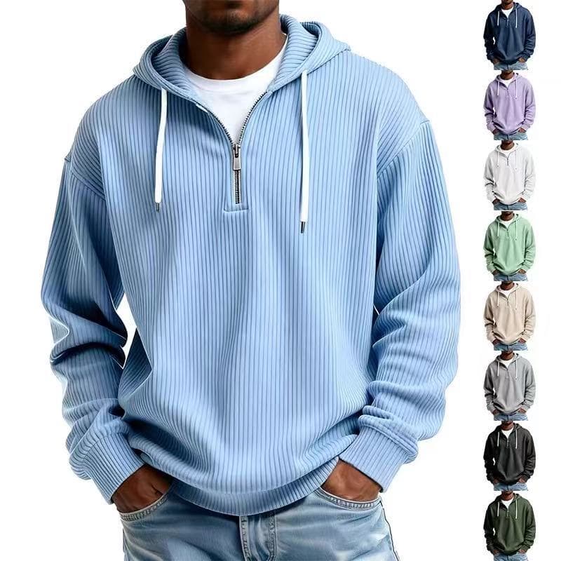Mens Long-Sleeve Hooded Jacket Loose-Fit Casual Sweatshirt