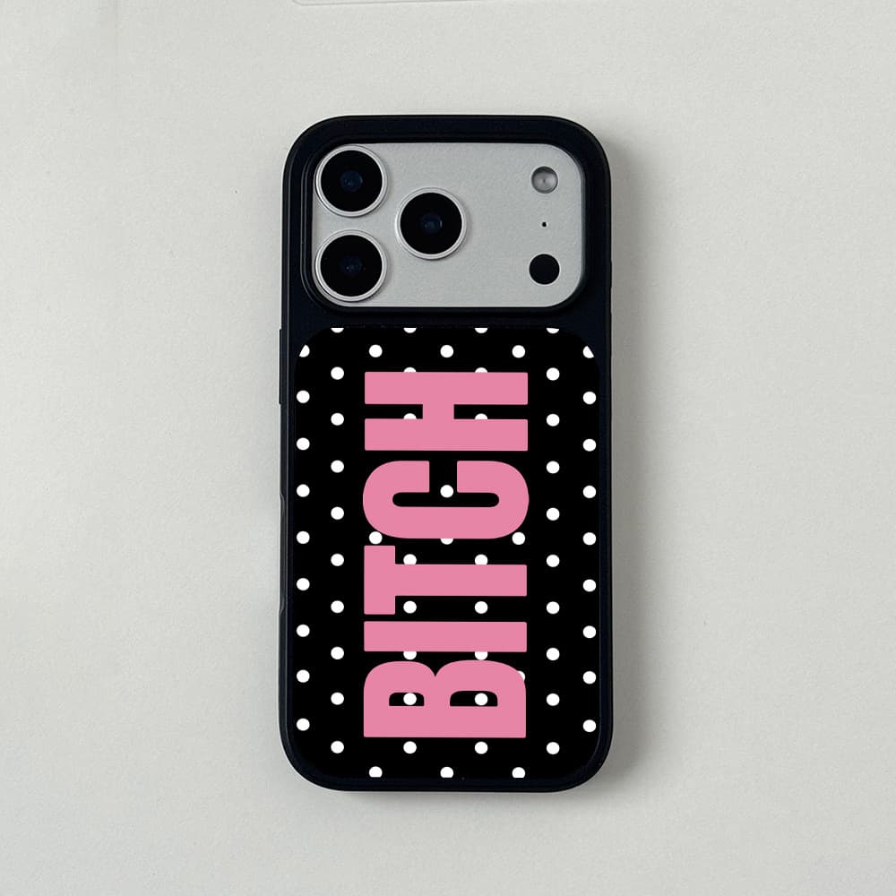 White polka-dot magnetic phone case with black edges