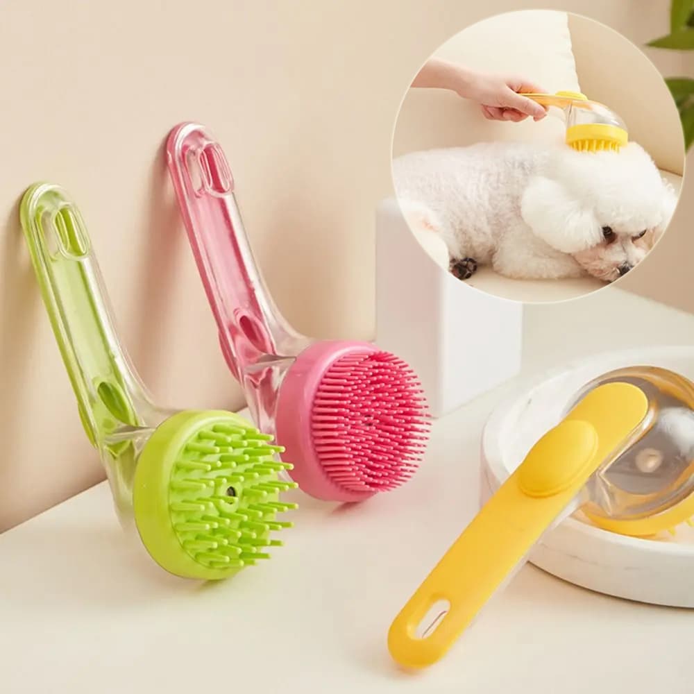 Pet bath brush with long handle
