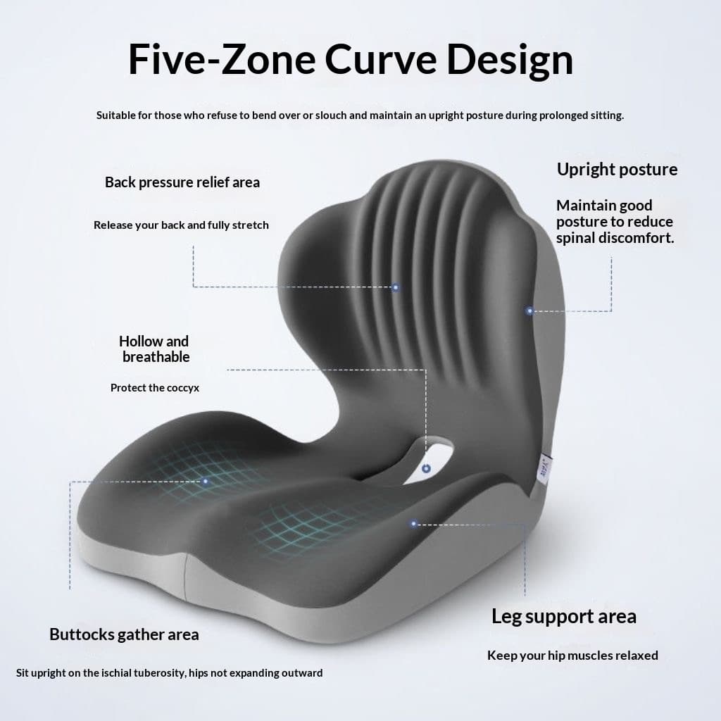 Ergonomic Lumbar Support Seat Cushion - Posture Correcting Memory Foam Chair Pad for Students Office Home Use
