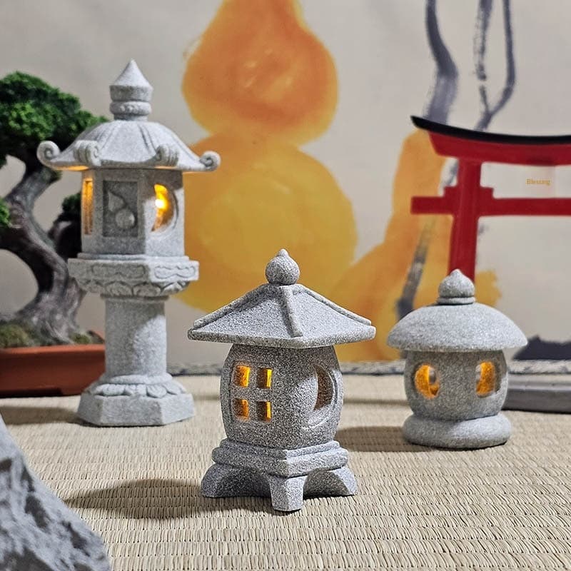 Miniature Landscape Creative Stone Lantern Architectural Water Feature Ornament