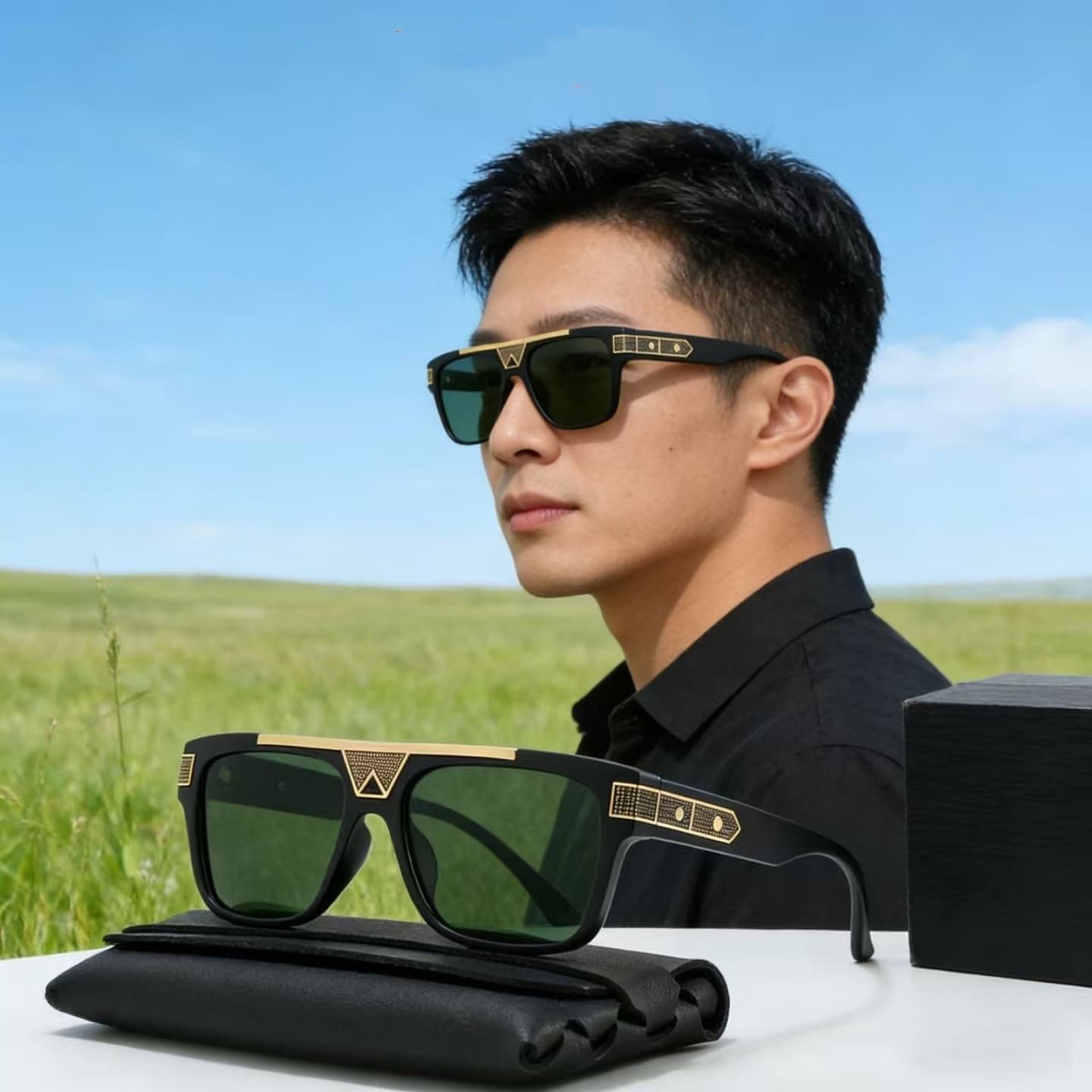 Lunettes de soleil polarisées à monture surdimensionnée qui affinent le visage