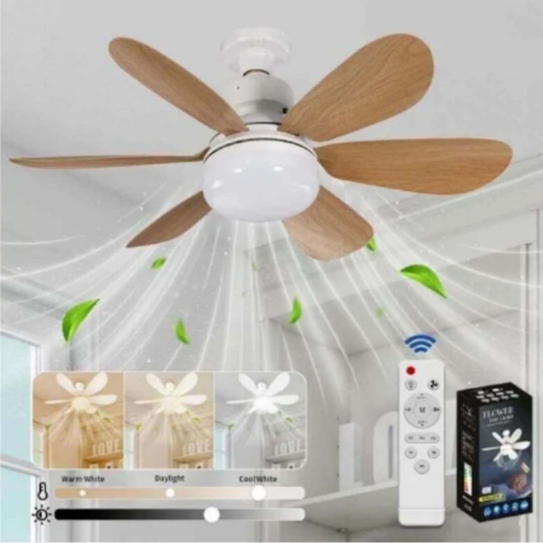 Ventilateur de plafond intelligent silencieux avec lumière pour la maison