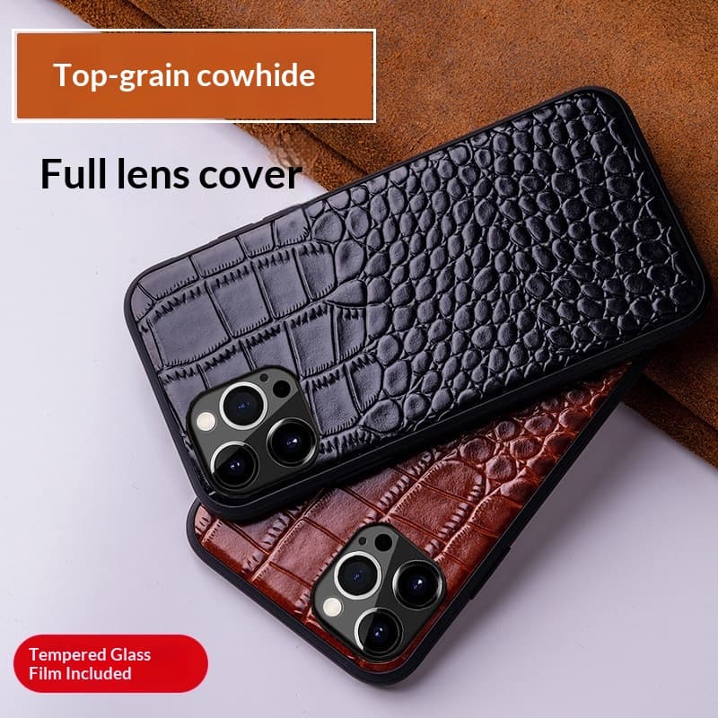 Genuine leather full-wrap phone case
