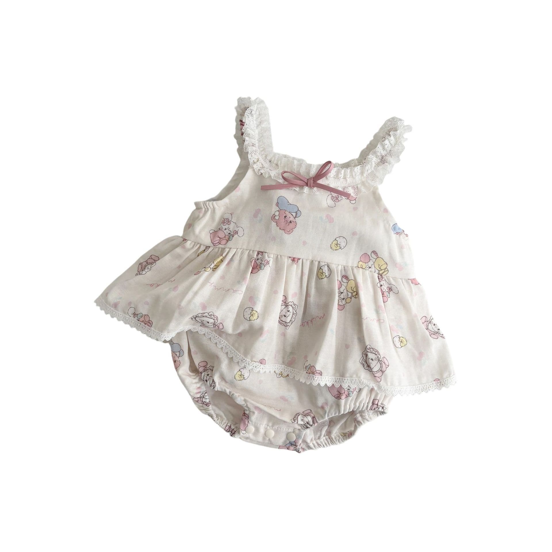 A-Class Pure Cotton Lightweight Princess Style with Bow Detail, Sleeveless Bodysuit