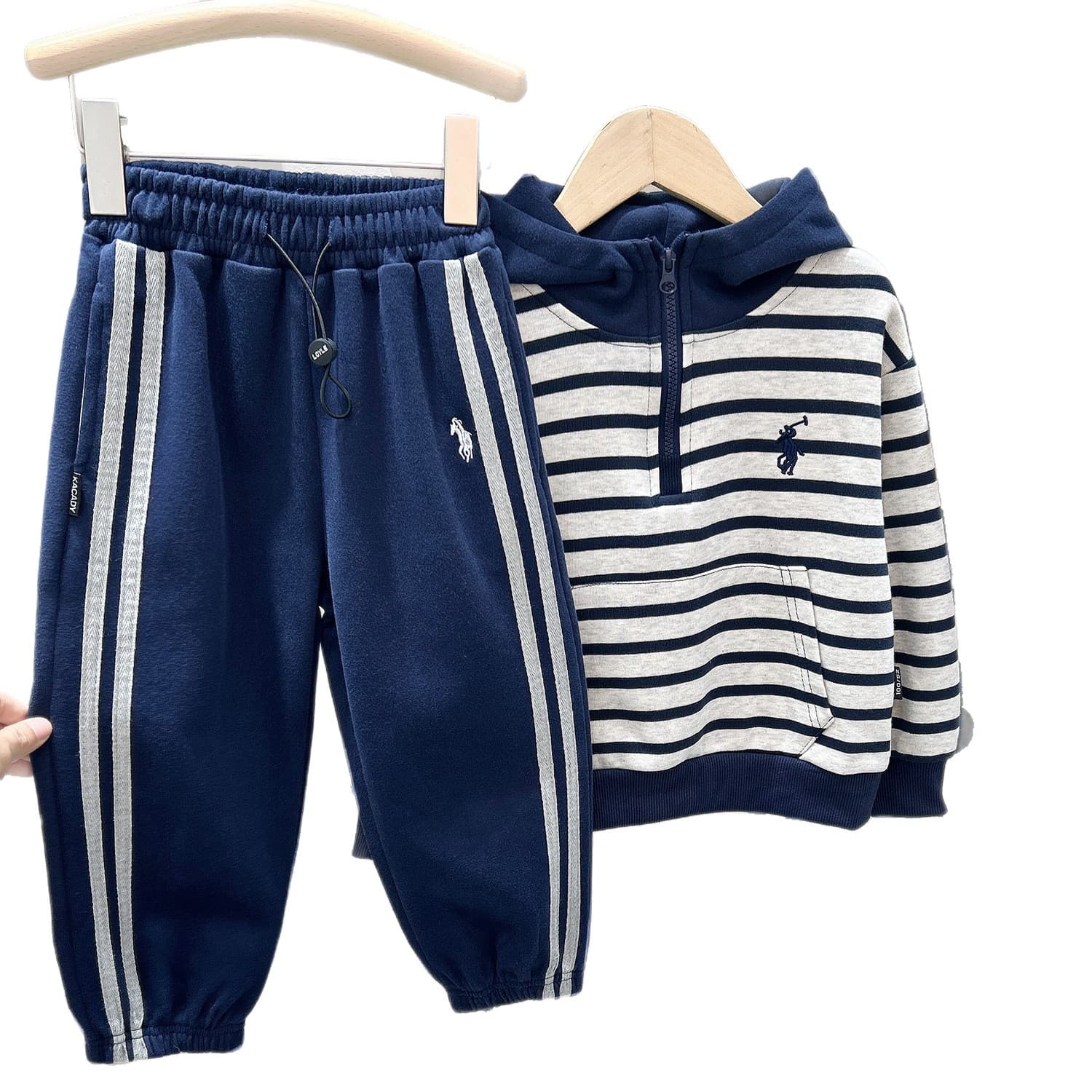Boys Vertical Stripe Cuffed Pants Boy Baby Sweatpants
